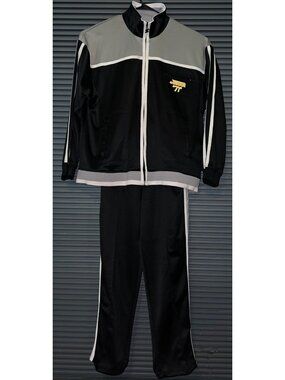 Vintage Starter Mens Black Gray Tracksuit XL Full-Zip Jacket & Pants Polyester